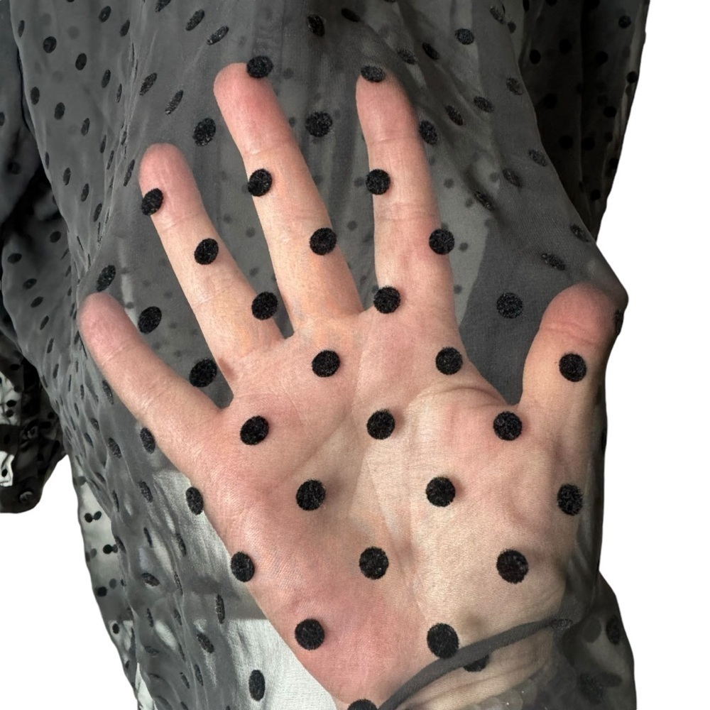Penningtons Polka Dot Sheer Long Sleeve Black Blouse Women's Size 3X - Picture 7 of 8